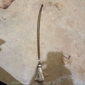 Gold and White Tassel Necklace